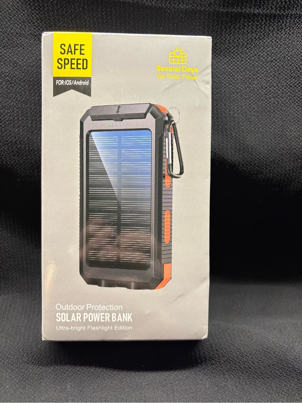 10000mAh Solar Power Bank Charger Flashlight Compass Black New